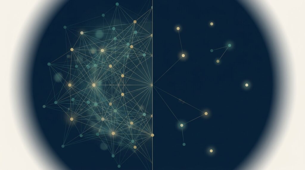 Abstract editorial illustration representing the SaaS AI Citation Gap Report — EMGI Group
