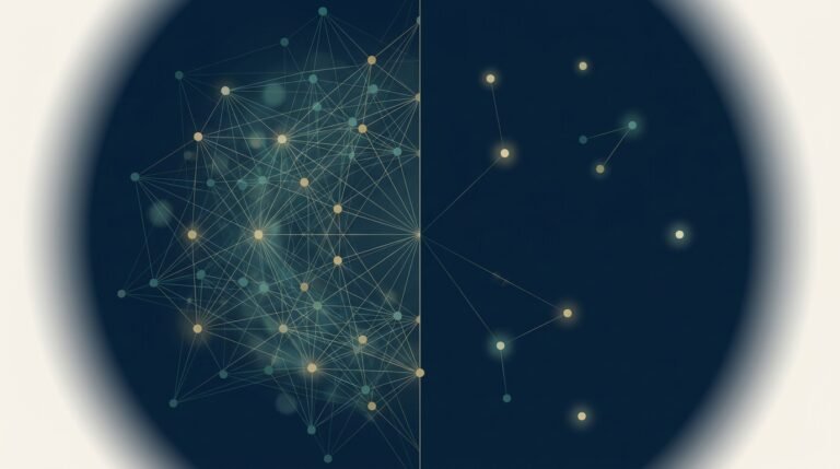 Abstract editorial illustration representing the SaaS AI Citation Gap Report — EMGI Group