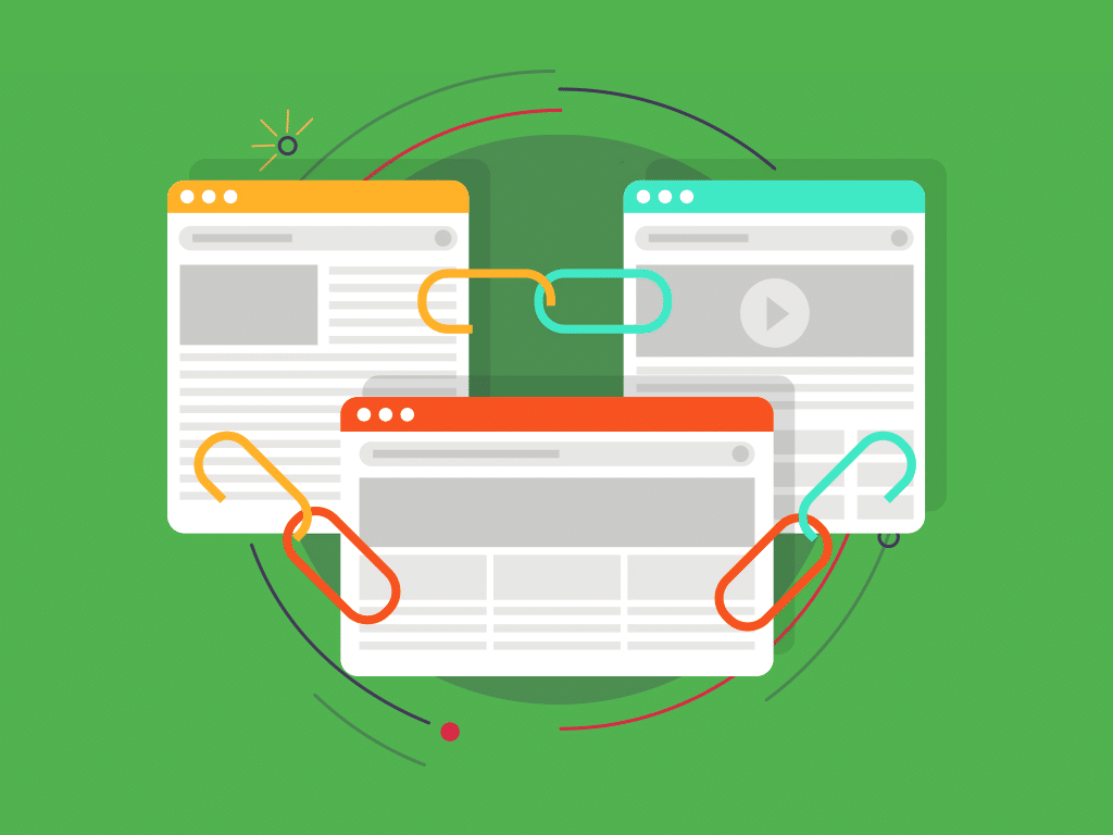 Link-building mistakes: An illustration showing interconnected web pages.
