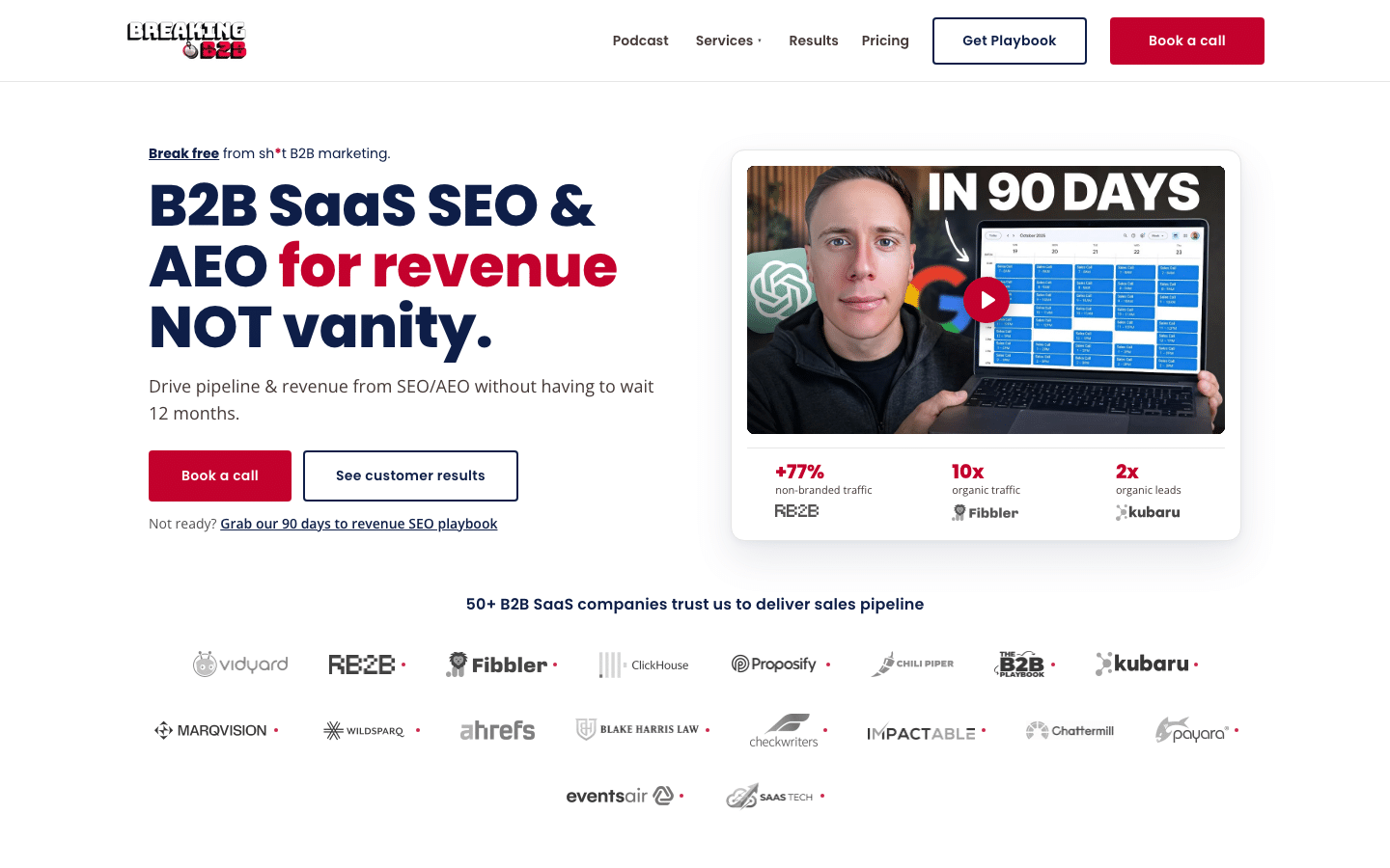 Homepage of Breaking B2B