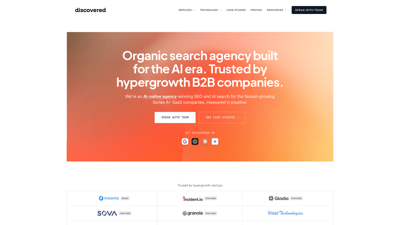 Homepage of Discovered Labs
