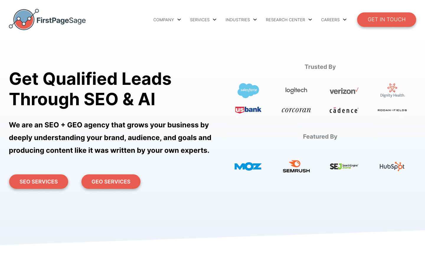Homepage of First Page Sage