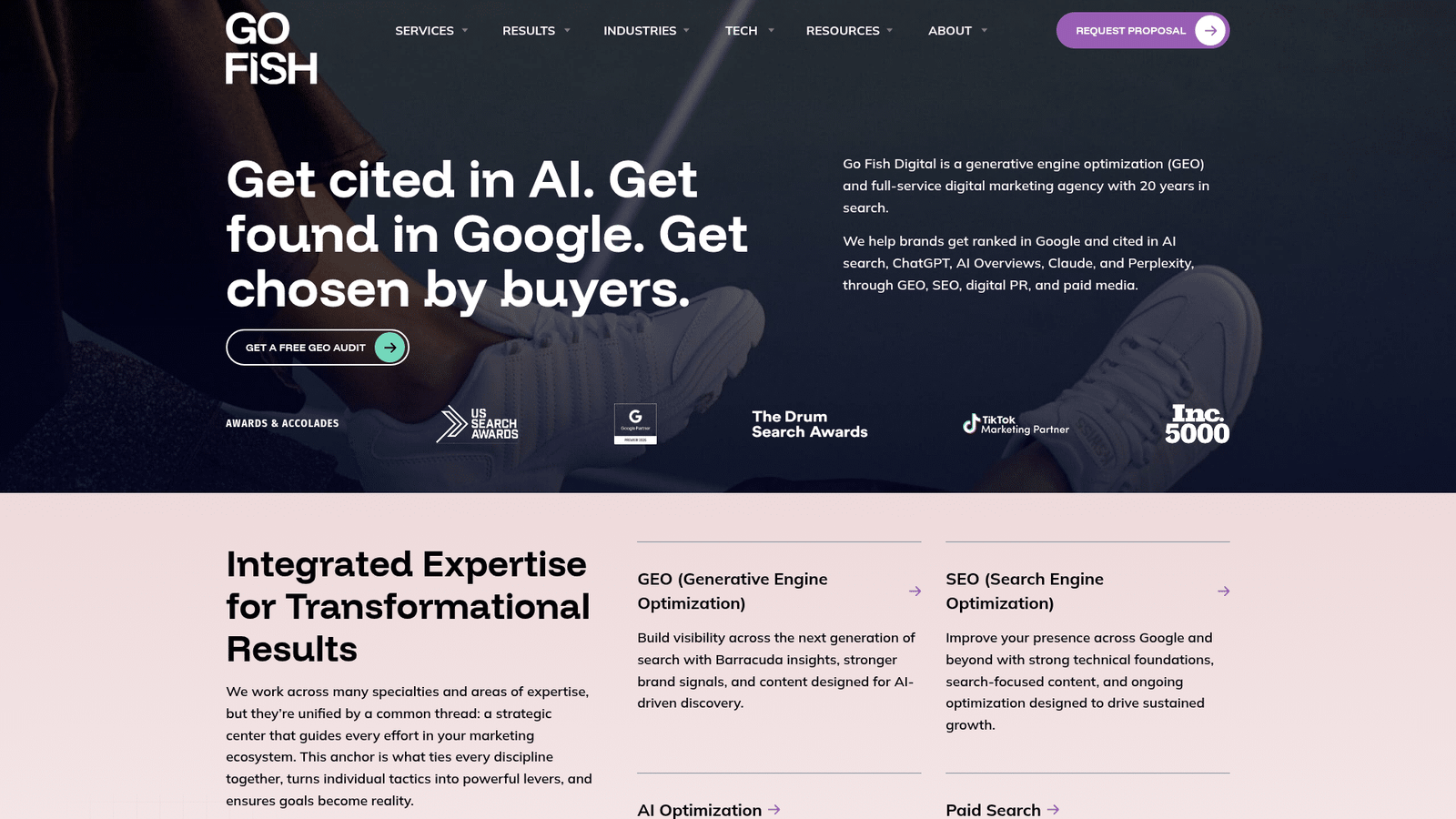Homepage of Go Fish Digital
