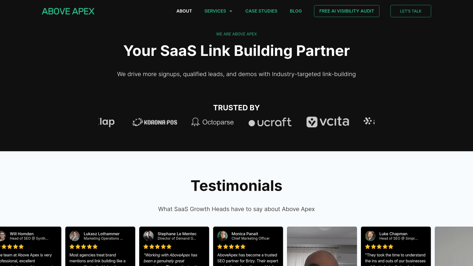 Homepage of Above Apex