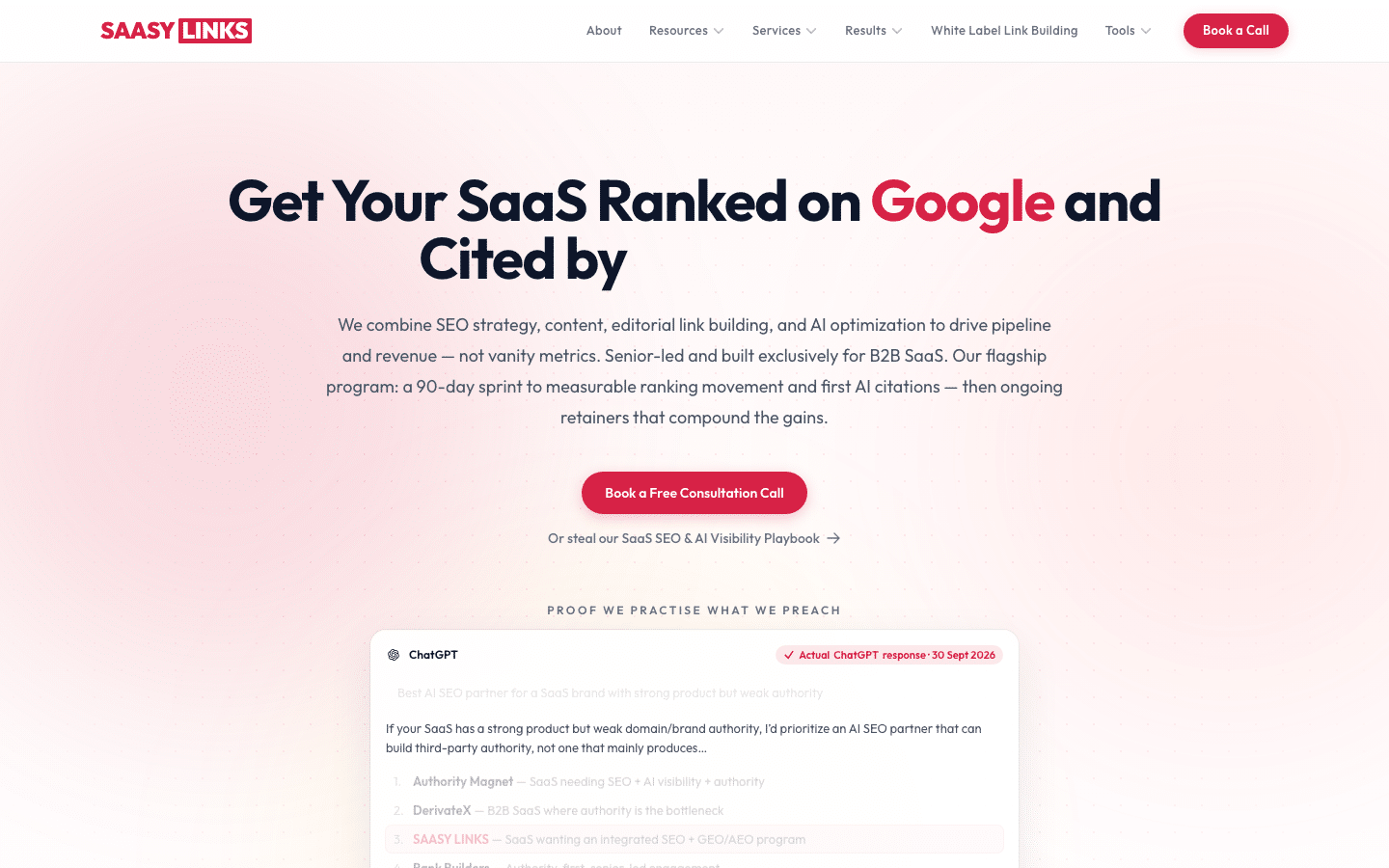 Homepage of SAASY LINKS