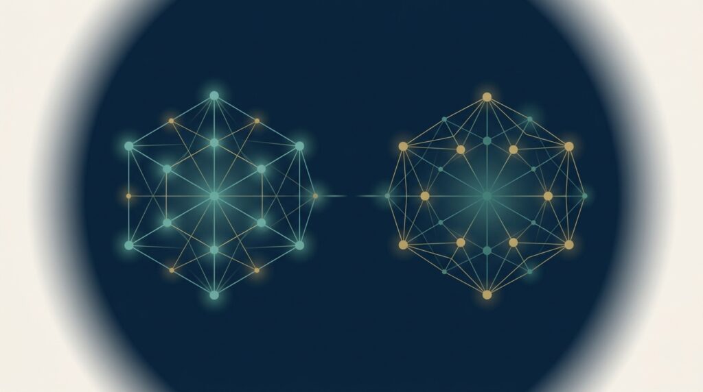 Abstract editorial illustration representing SaaS link building cost — EMGI Group