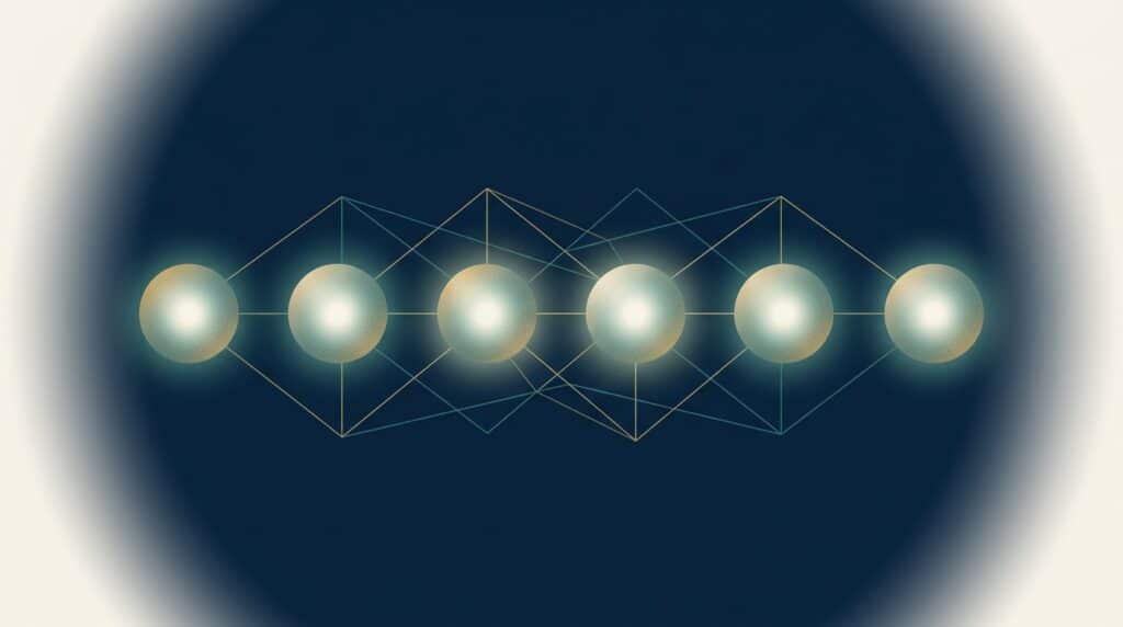 Abstract editorial illustration representing off-page SEO checklist for SaaS — EMGI Group