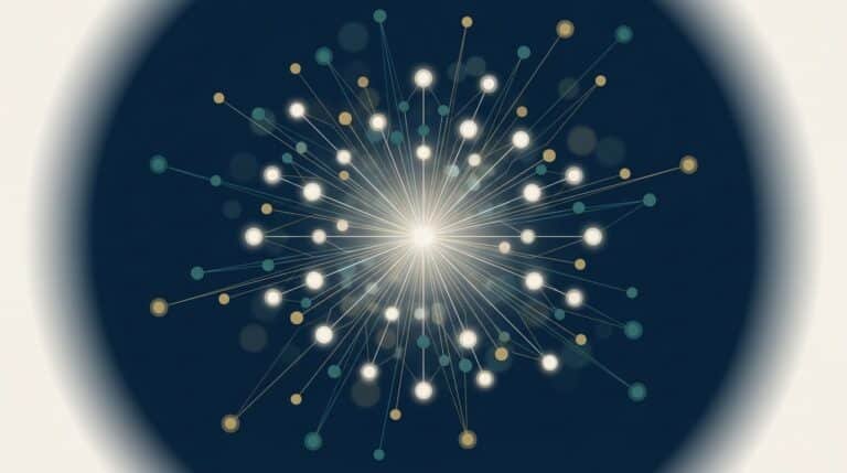 Abstract editorial illustration representing Prospeo case study results — EMGI Group