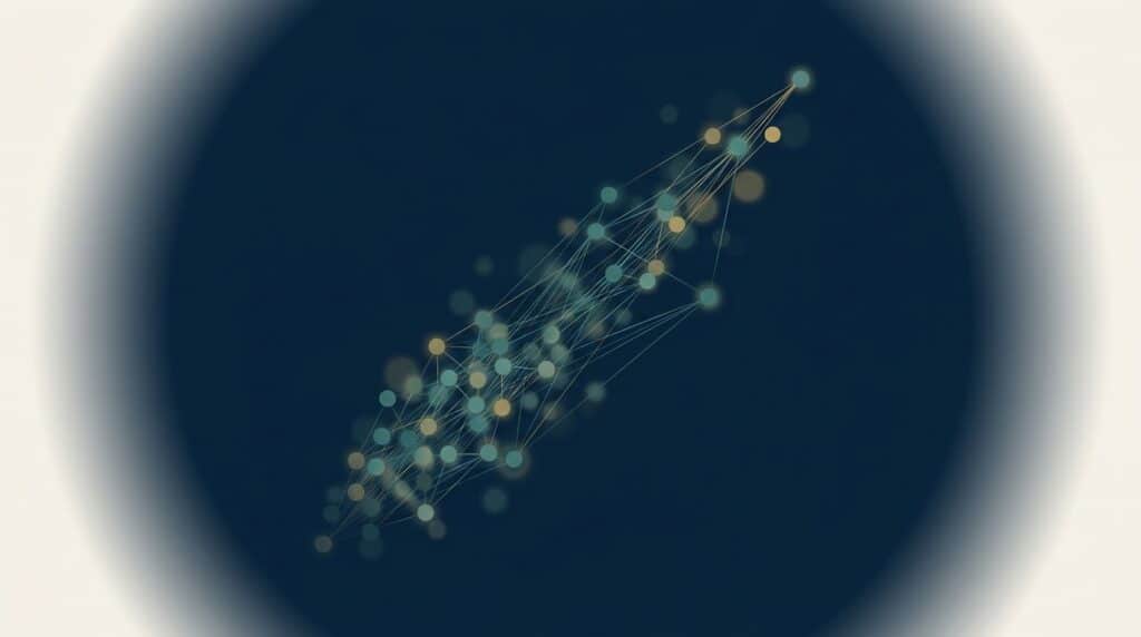 Abstract editorial illustration representing Viddyoze case study results — EMGI Group