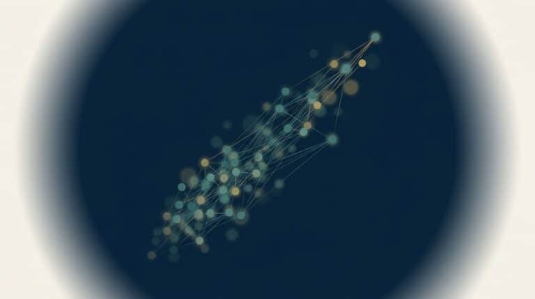 Abstract editorial illustration representing Viddyoze case study results — EMGI Group